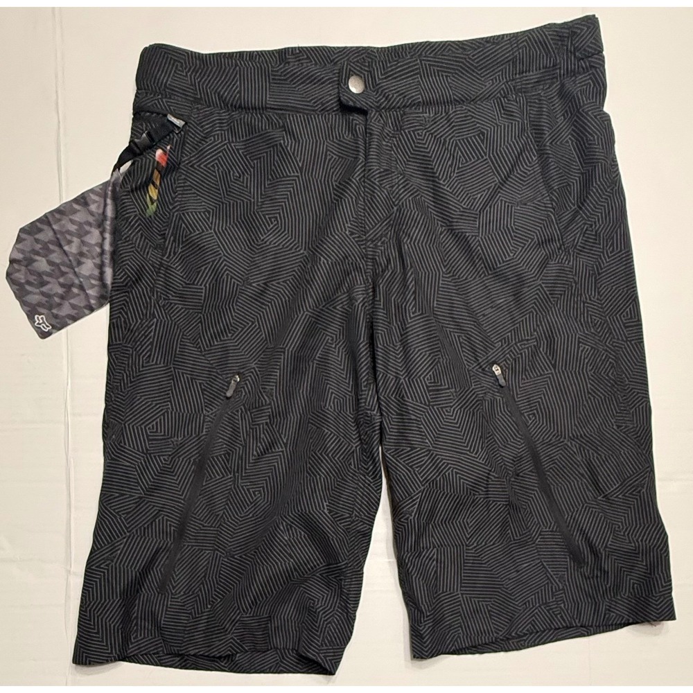 Fox Racing Mens Mountain Bike Shorts Black Grey Geometric Maze MTB Size 38